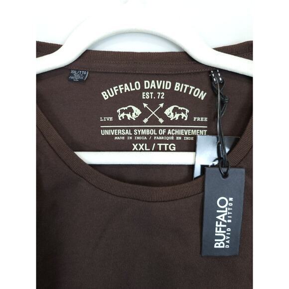 Buffalo David Bitton Long Sleeve T Shirt‎ Crew Neck Men XXL Brown Classic - Picture 9 of 9